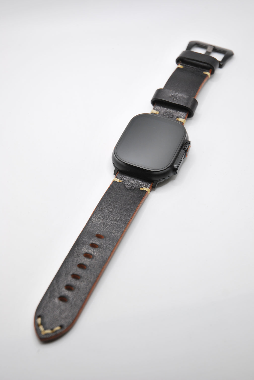 Apple Watch Band #5 — Matte Black Leather, Handmade & Customizable