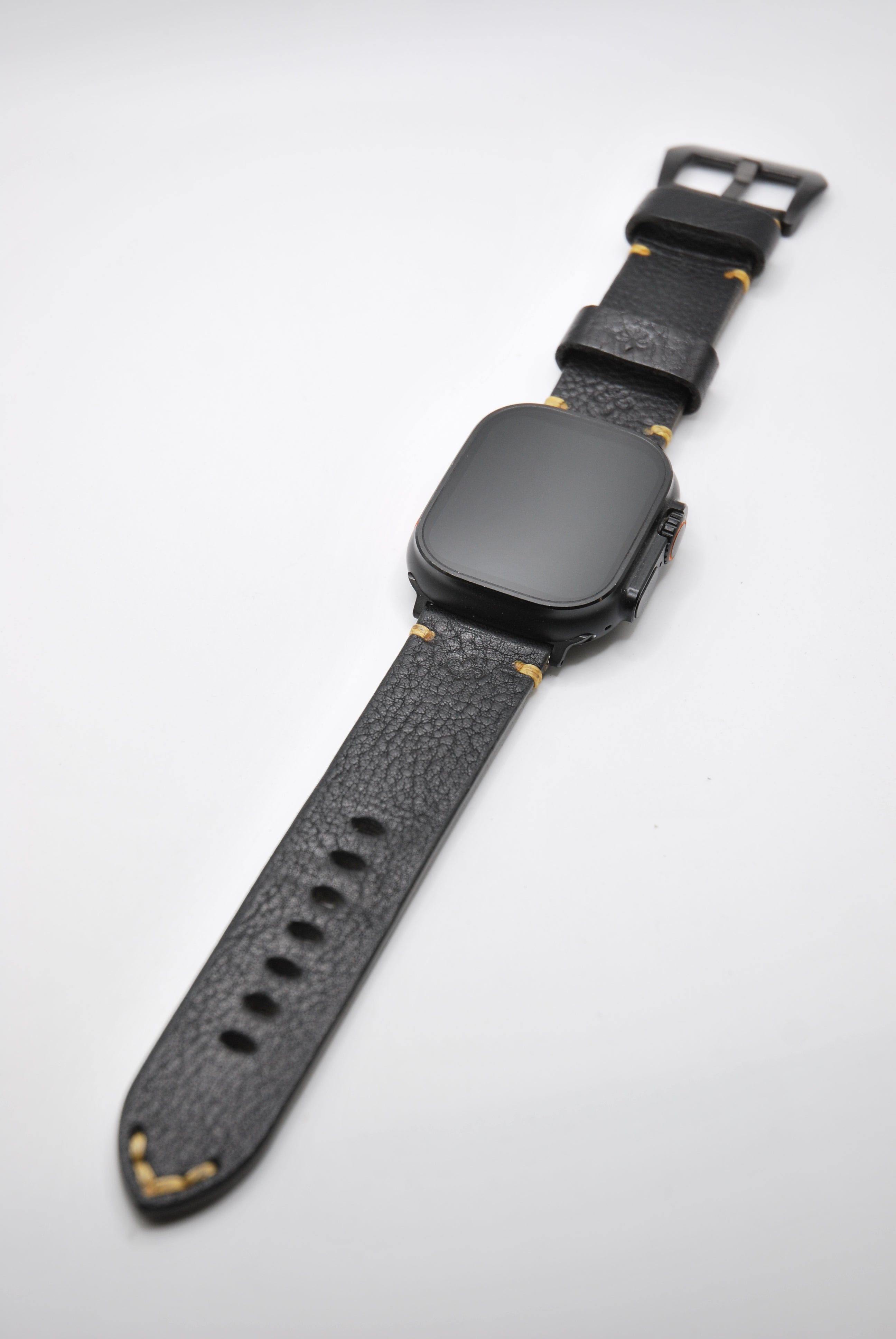 Apple Watch Band #4 — Textured Black Leather, Handcrafted & Fully Customizable