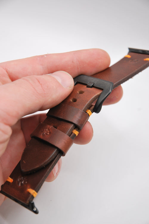 Apple Watch Band #1 — Vintage Chestnut Leather, Hand-stitched & Customizable