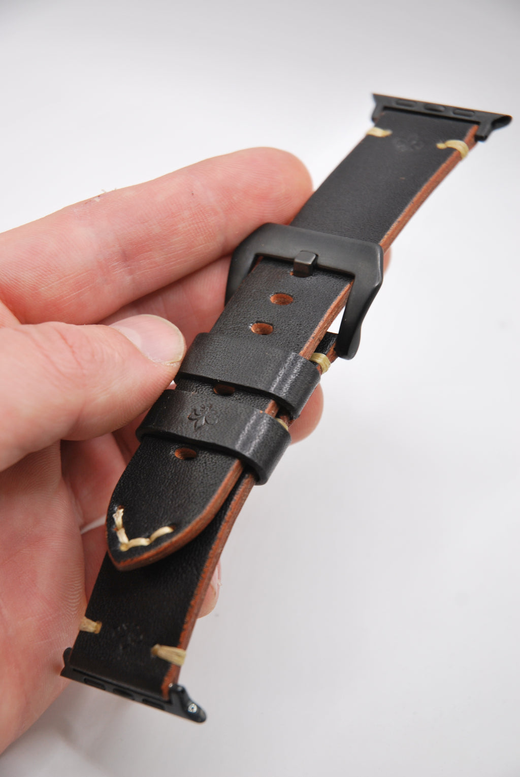 Apple Watch Band #5 — Matte Black Leather, Handmade & Customizable