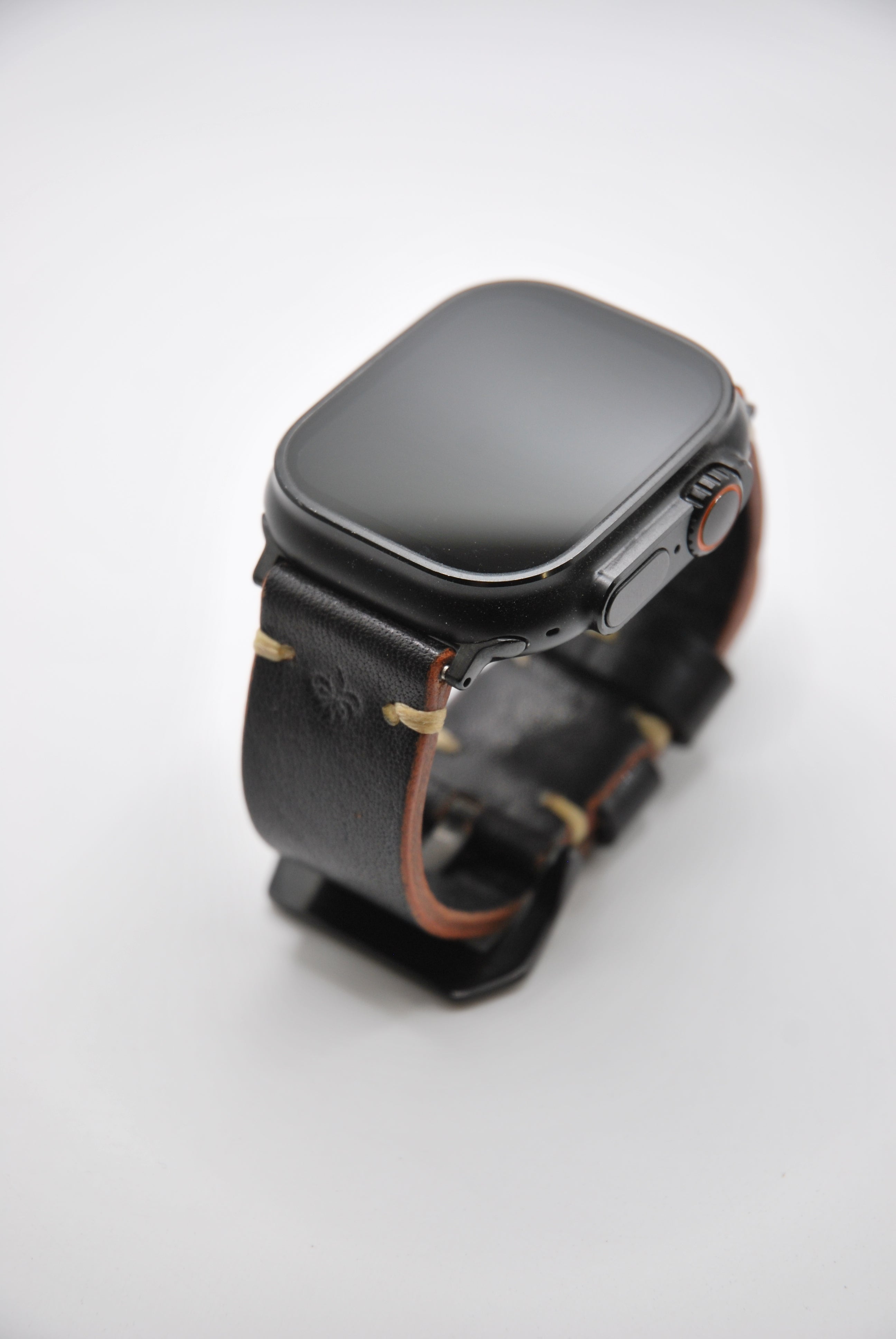 Apple Watch Band #5 — Matte Black Leather, Handmade & Customizable